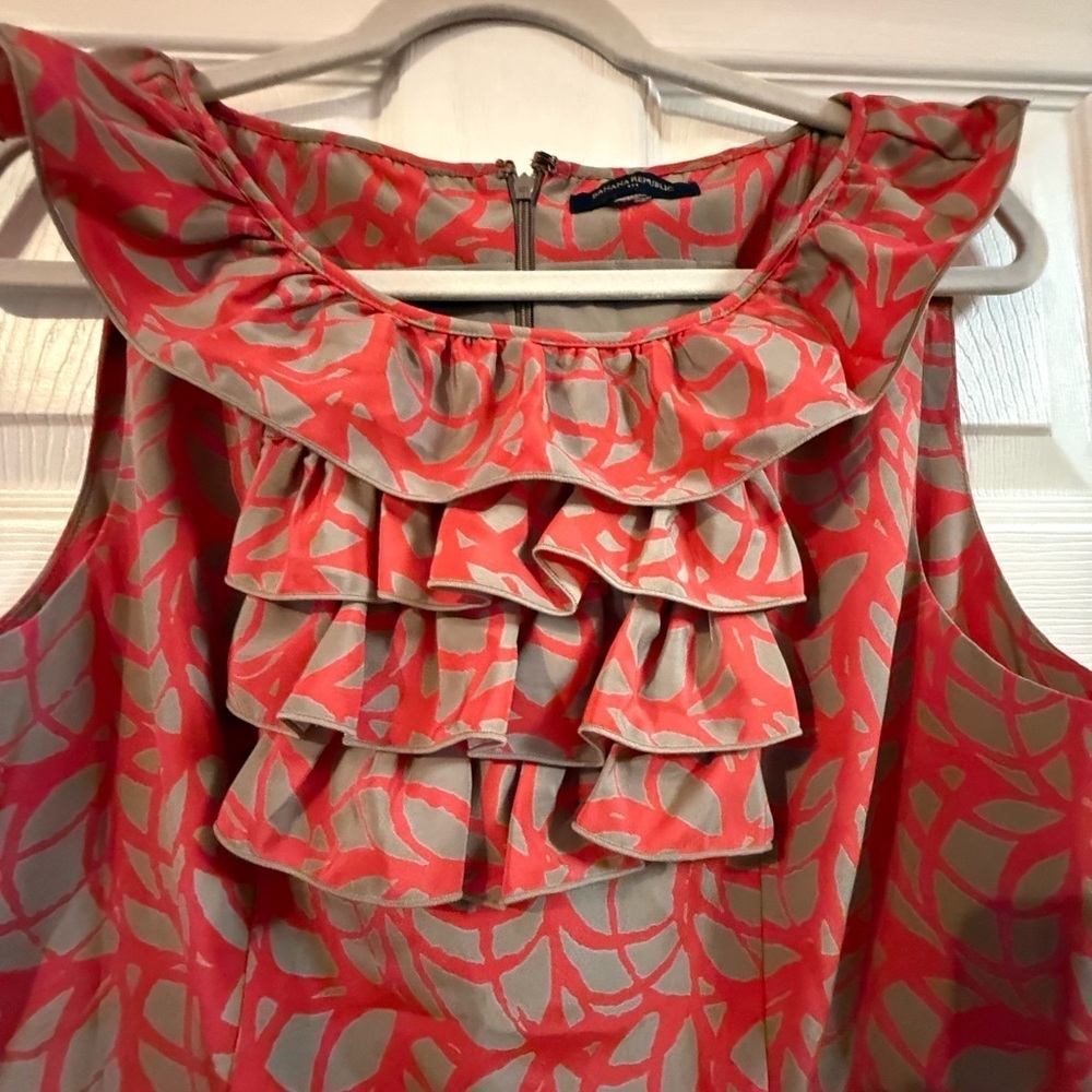 Banana Republic Coral Ruffle-Front Midi Dress (Bin 12) - Picture 2 of 4